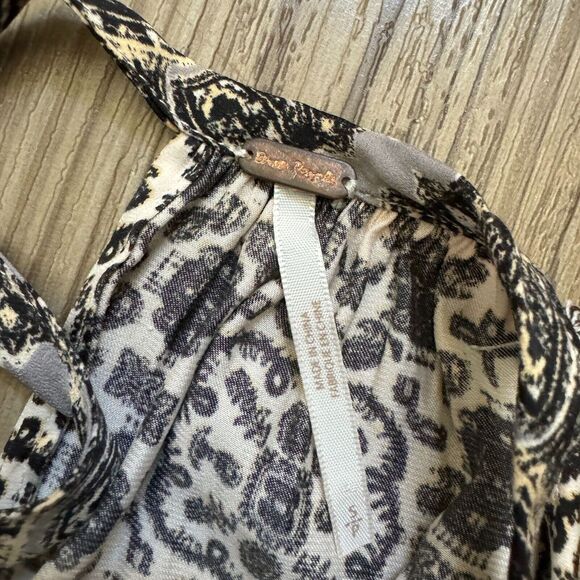 Free People Midsummer Day Black Tan Printed Sleeveless Cutout Tunic Dress Small - Picture 6 of 8